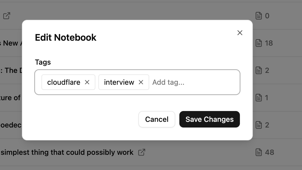Edit Notebook Tags