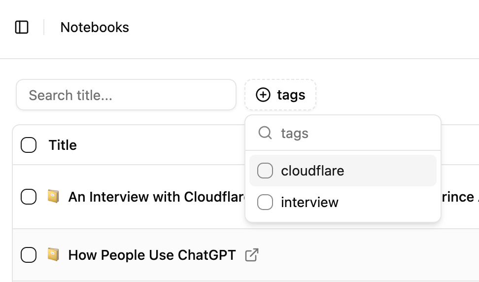 Filter Notebooks by Tags